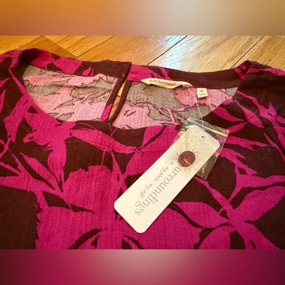 Soft Surroundings Women’s Oceo Gauze Tunic Top Tropical Fuchsia Pink Size 3X NWT - Picture 10 of 16